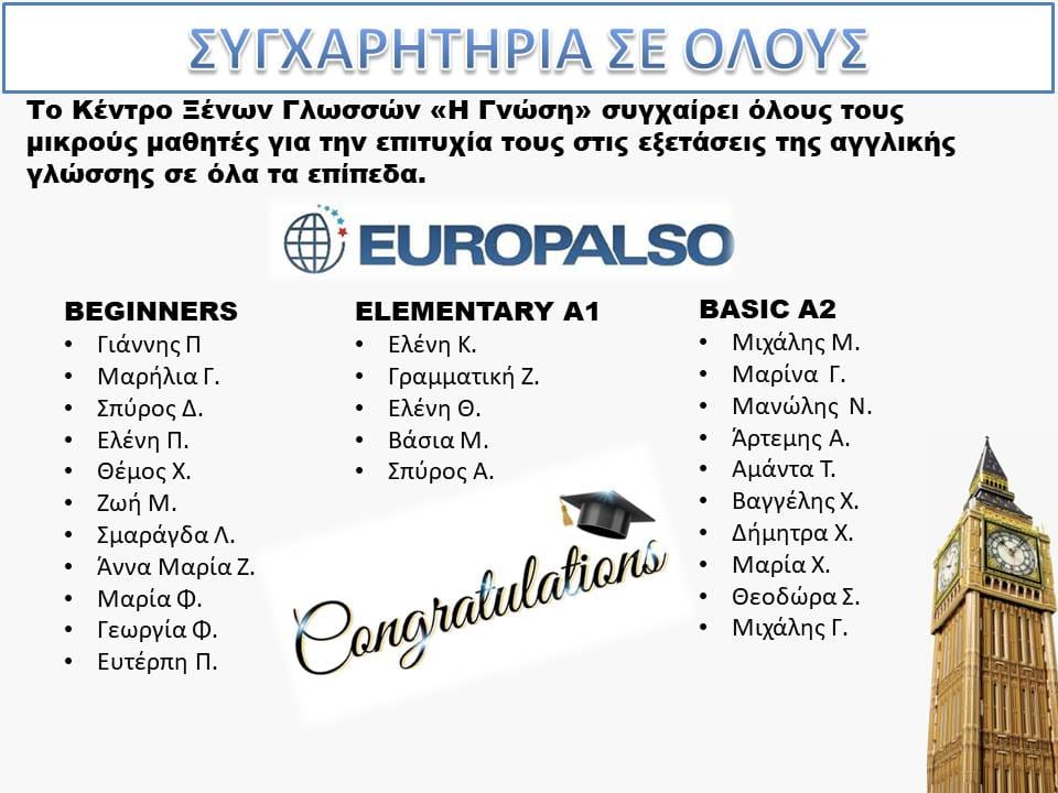 ΣΥΓΧΑΡΗΤΗΡΙΑ ΣΕ ΟΛΟΥΣ