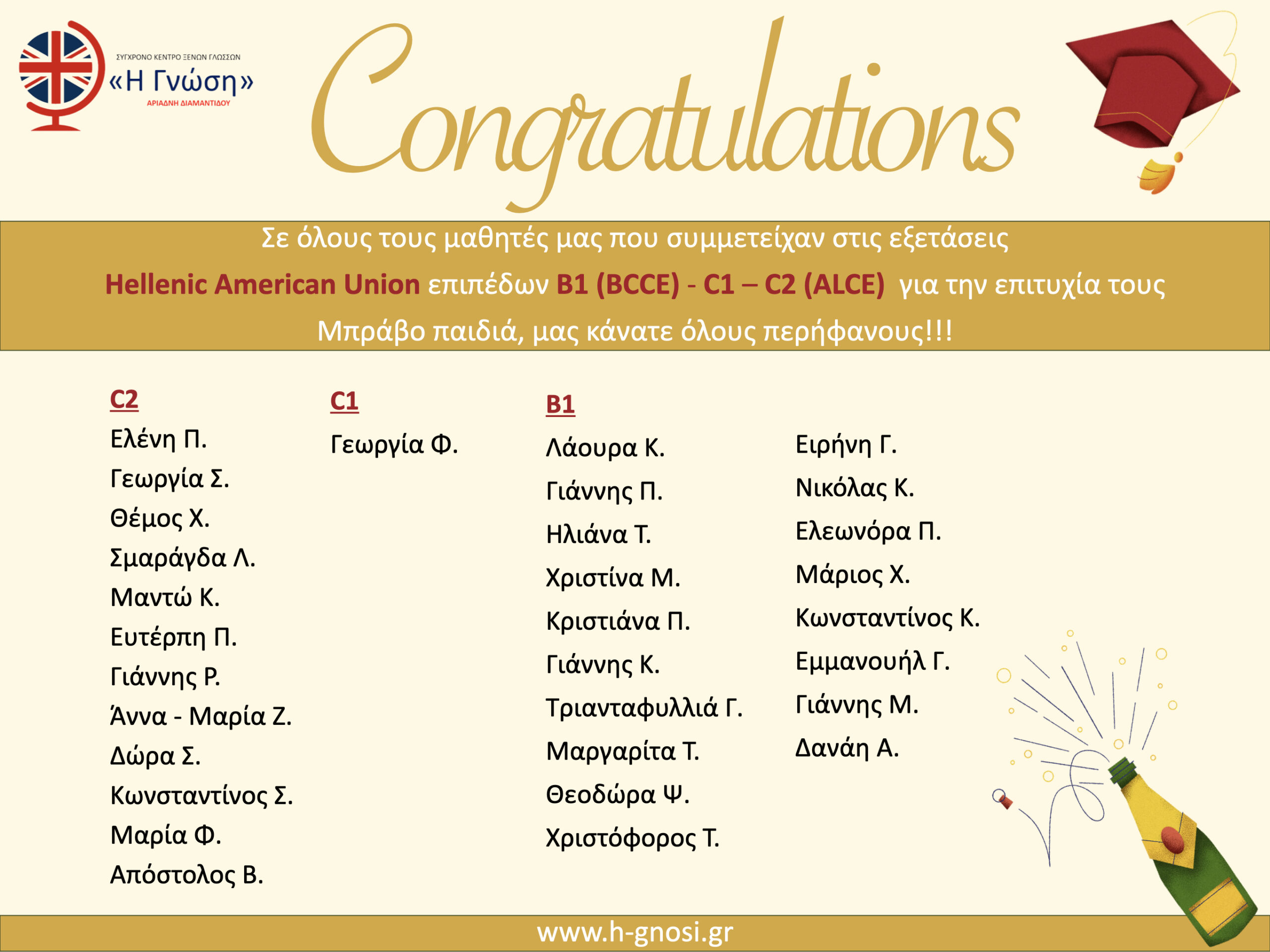 ΣΥΓΧΑΡΗΤΗΡΙΑ ΣΕ ΟΛΟΥΣ